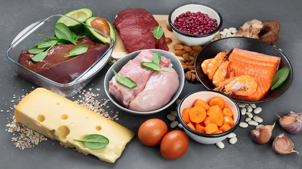 Gesunde Quellen Von Zink Gesunde Ernährung Und Ernährungskonzept Natürliche Produkte — Stockfoto