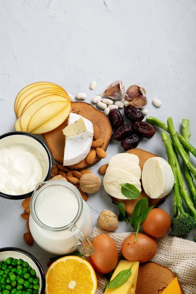 Kalsiyum Bakımından Zengin Günlük Günlük Olmayan Ürünler Sağlıklı Yiyecekler Boşluğu — Stok fotoğraf