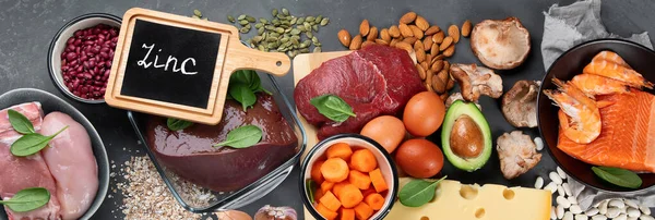 Surse Sănătoase Zinc Conceptul Alimentație Sănătoasă Dietă Produse Naturale Care — Fotografie, imagine de stoc