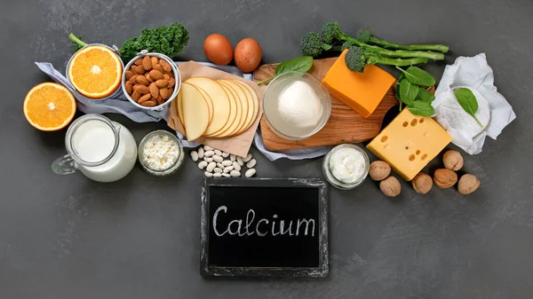 Journal Intime Sain Produits Non Alimentaires Riches Calcium Sur Fond — Photo
