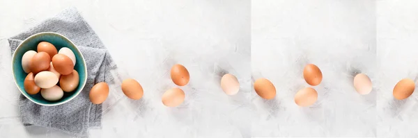 Collage Huevos Gallina Crudos Concepto Alimenticio — Foto de Stock
