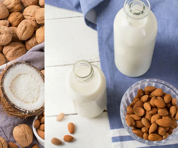 椰子和杏仁牛奶的结合体 非乳制品素食饮料 冰岛人饮酒概念 — 图库照片