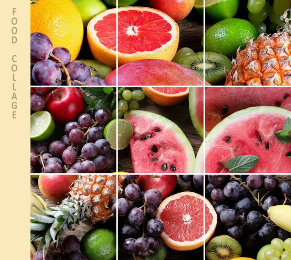 新鮮な果物のコラージュ 健康的な食事のコンセプト — ストック写真