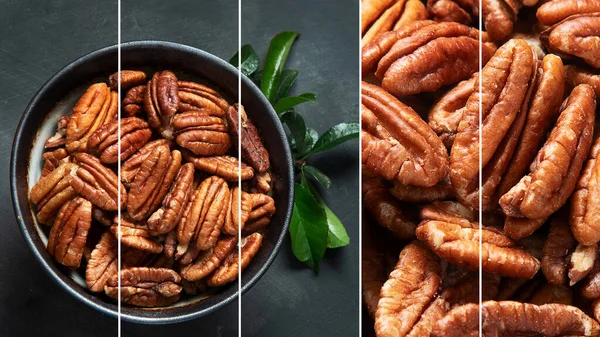 Diferentes Tipos Frutos Secos Semillas Frutos Secos Sobre Fondo Negro —  Fotos de Stock