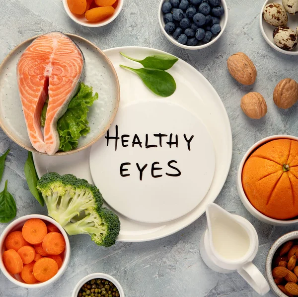 Food Eyes Health Foods Contain Vitamins Nutrients Minerals Antioxidants Top — Stock Photo, Image