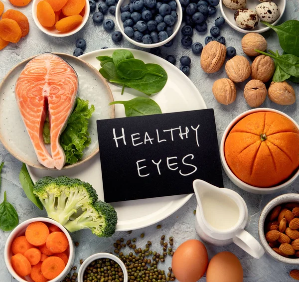 Food Eyes Health Foods Contain Vitamins Nutrients Minerals Antioxidants Top — Stock Photo, Image
