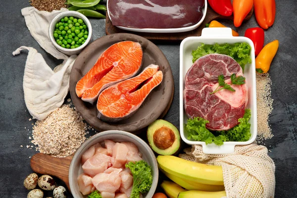 Surse Naturale Vitamina B12 Piridoxina Conceptul Alimentar Sănătos Vedere Sus — Fotografie, imagine de stoc