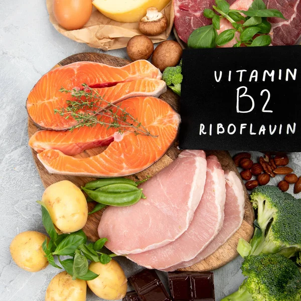 Élelmiszer Magas Vitamin Fény Háttér Egészséges Étrend Koncepció Felülnézet Lapos — Stock Fotó