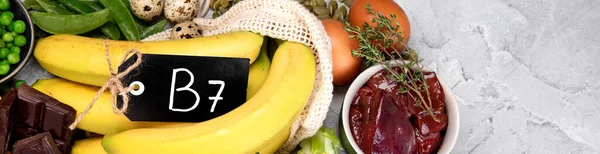 Jídlo Vysokým Obsahem Vitamínu Tmavém Pozadí Zdravá Strava Panorama Kopírovací — Stock fotografie