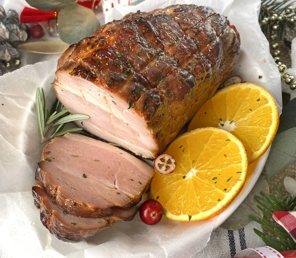 Jambon Traditionnel Noël Vue Haut — Photo