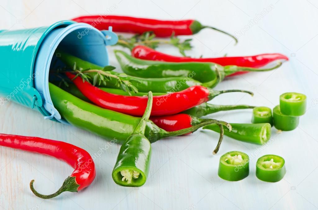 Red and green Chili Peppers