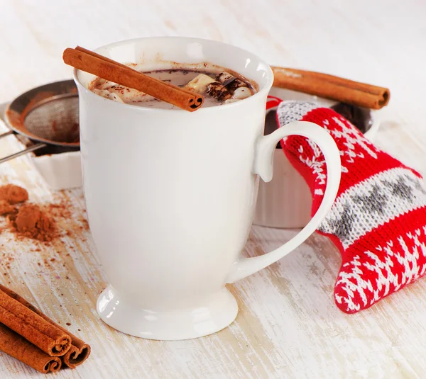 Cup of  Chocolate with cinnamon — Stock Photo, Image