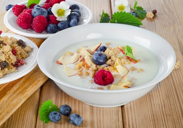 Muesli and yogurt with berries — Stock Photo, Image