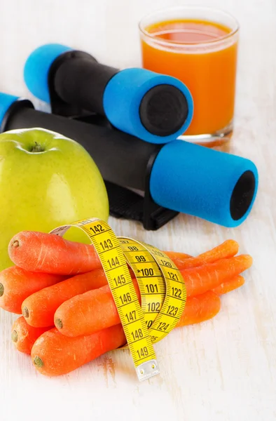 Attrezzature per il fitness e cibo sano — Foto Stock