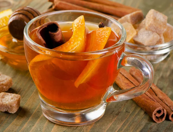Christmas tea with orange — Stock Photo, Image