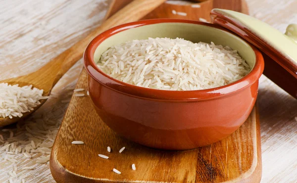Bílá rýže v misce — Stock fotografie