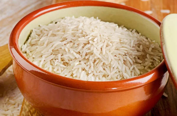 Arroz branco na tigela — Fotografia de Stock