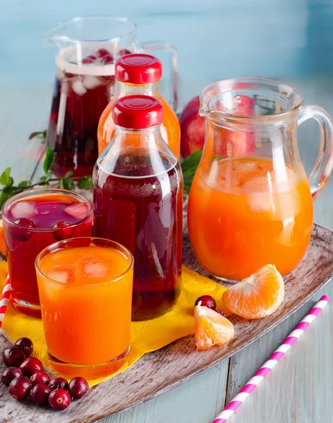 Bottles of fresh juices — Stock Photo, Image