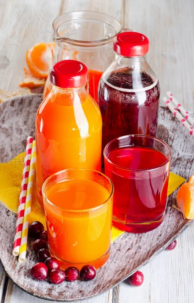 Bottles of fresh juices — Stock Photo, Image