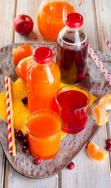 Bottles of fresh juices — Stock Photo, Image