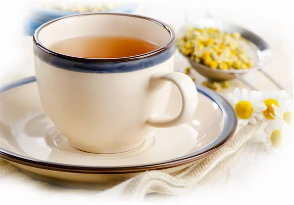 Herbal tea with chamomile flowers. — Stock Photo, Image