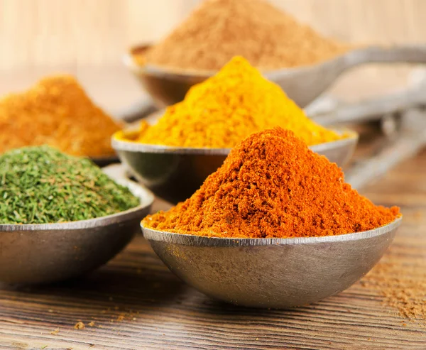 Colourful dried ground spices — Stock Photo, Image