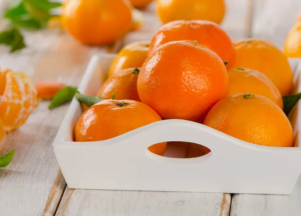 Érett Tangerine levelekkel — Stock Fotó