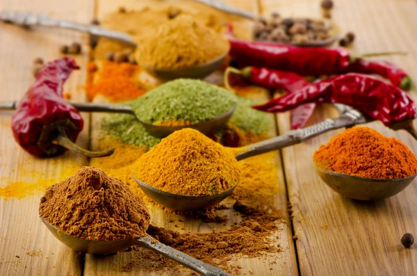 Torkade kryddor och chili . — Stockfoto