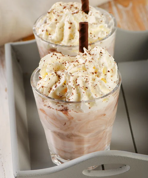 Cream Milkshake in   Glasses — Stock Photo, Image
