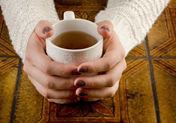 Woman holding cup — Stock Photo, Image