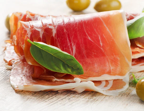 Slices of cured ham — Stock Photo, Image