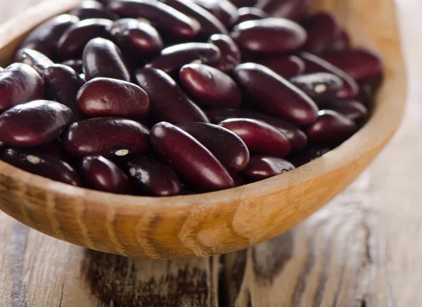 Kidney red beans in  a spoon. — Stock Photo, Image