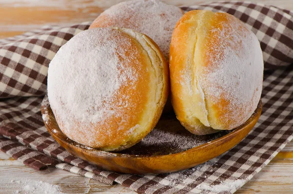 Donuts with powdered sugar — Stock Photo, Image