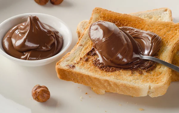 Toasts with chocolate spread — Stock Photo, Image