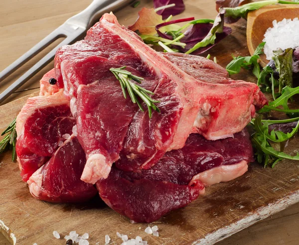 Raw Steak with Seasoning herbs — Stock Photo, Image