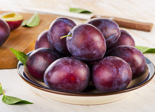 Sweet Plums on table