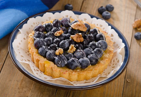 Tasty tart with blueberries — Stock Photo, Image