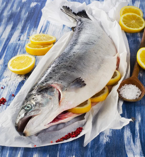 Salmón con limón y especias —  Fotos de Stock