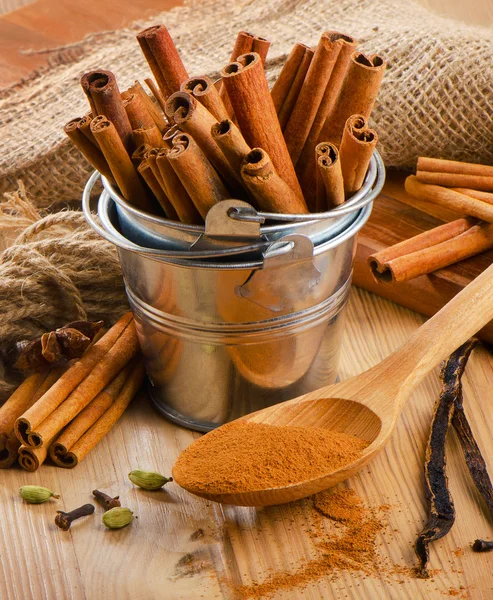 Cinnamon sticks and powder — Stock Photo, Image