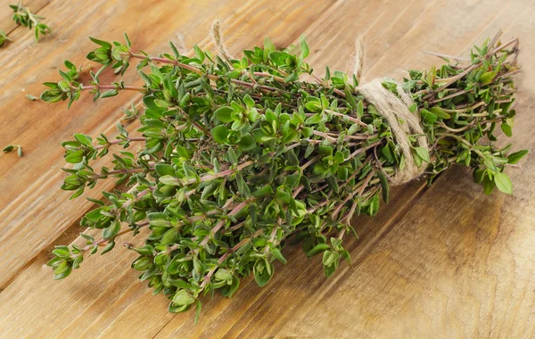 Fresh herbs  wooden table. — Stock Photo, Image
