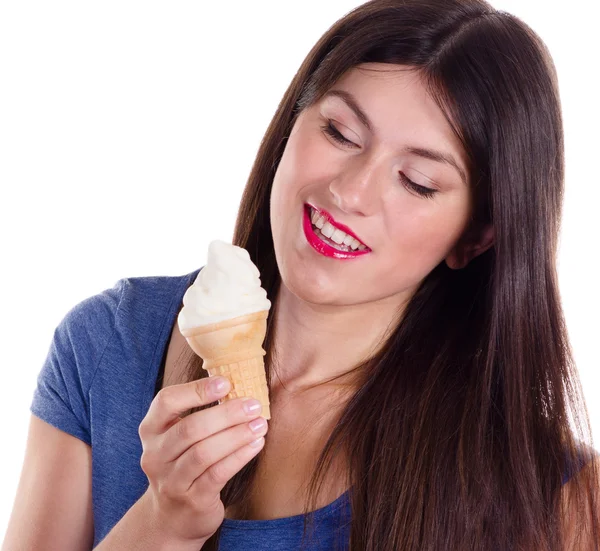 Woman eating ice-cream — Stock Photo, Image