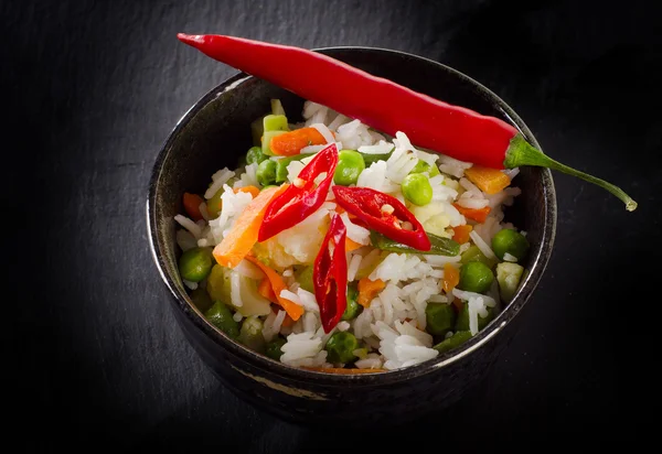 Biały ryż i warzywa — Zdjęcie stockowe