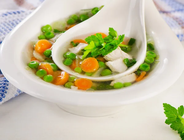 Chicken soup with vegetables in bowl — Stock Image Chicken soup with vegetables in bowl Stock Picture