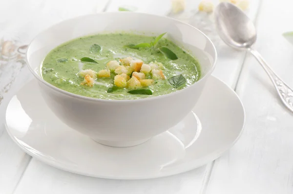 Romige soep met croutons — Stockfoto
