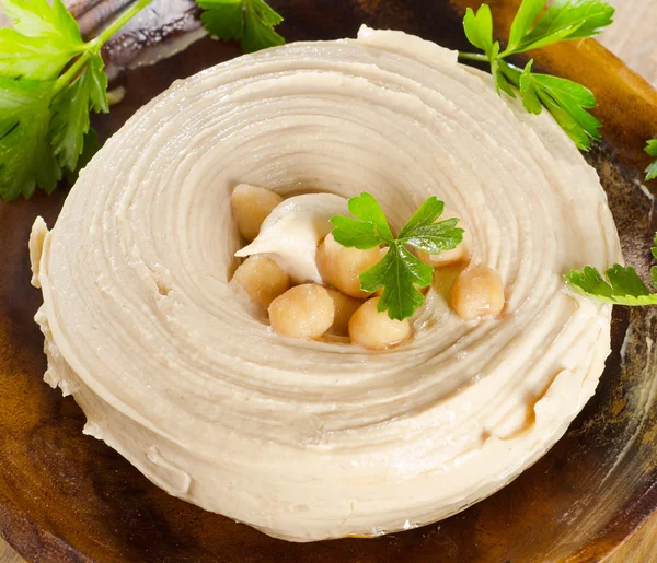 Placa de Hummus Cremoso — Foto de Stock