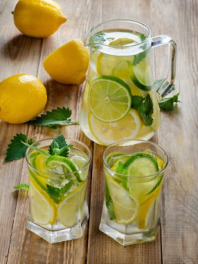 Limon suyu ile nane yaprakları