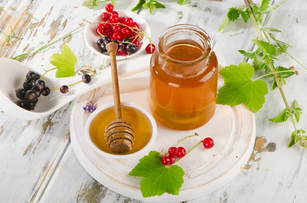 Burk honung med honung strömstare — Stockfoto