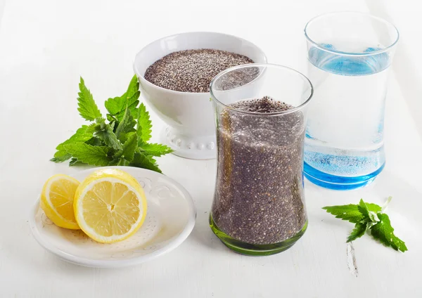 Chia seeds drink with  water — Stock Photo, Image
