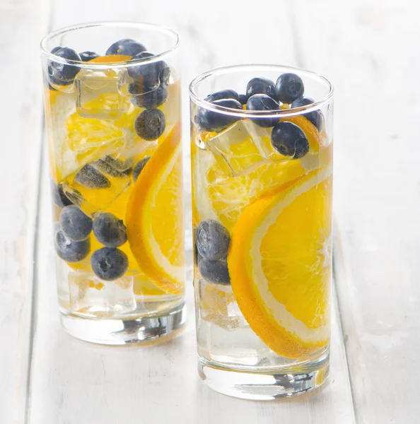 Detox water with orange and blueberries