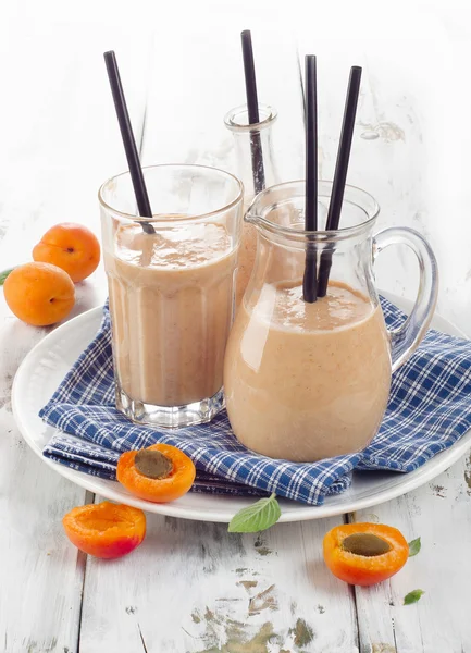 Fresh smoothie in  glass with straws. — Stock Photo, Image